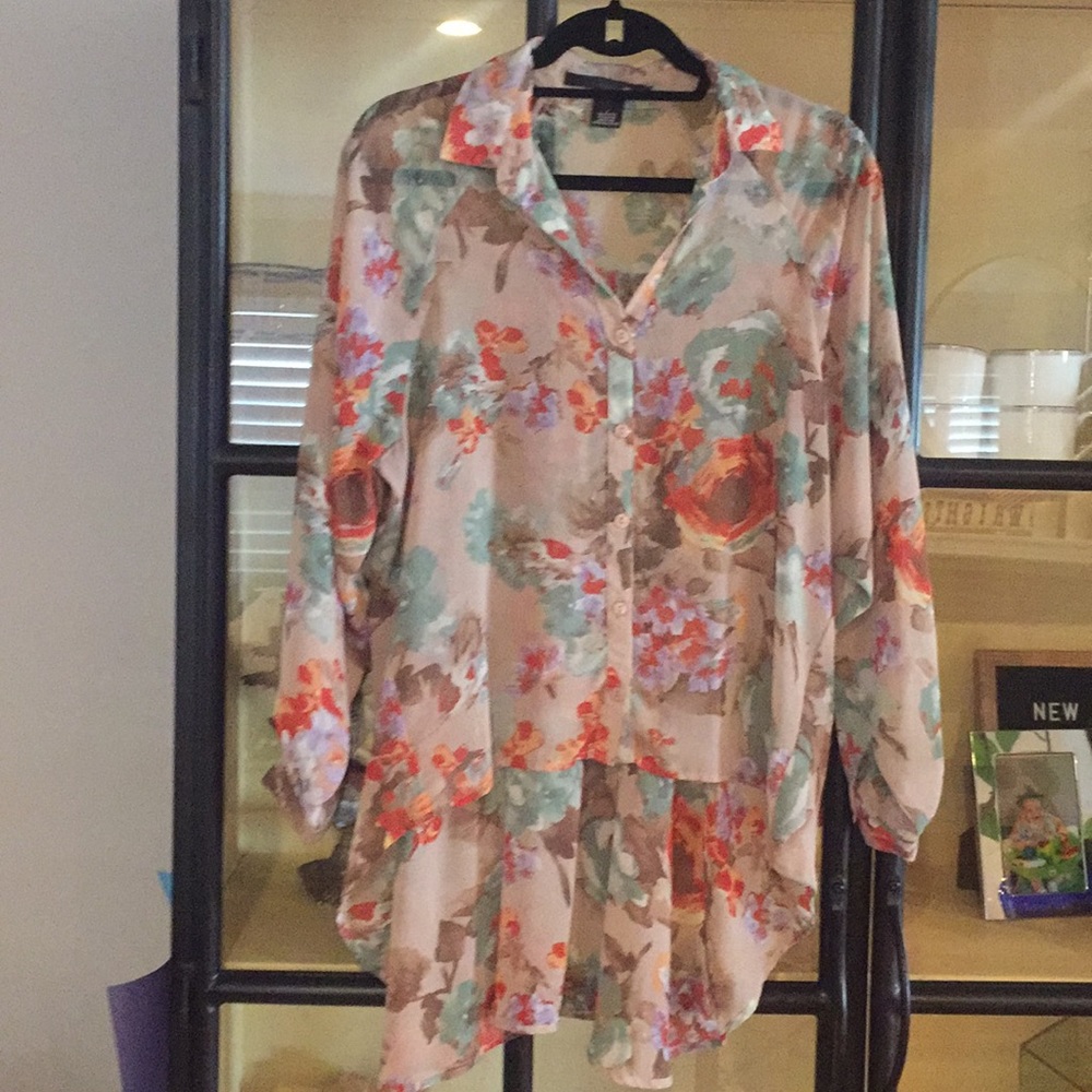 Ellison High Low Flowy button down top